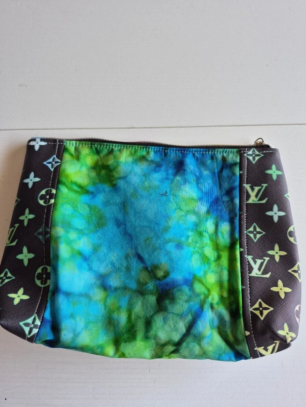 Colorful Black Patterned Zippered Cosmetic or toiletry Bag w/ Silhouette Design